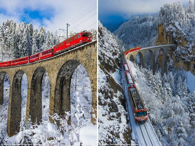 Самая живописная железная дорога Европы в Швейцарии