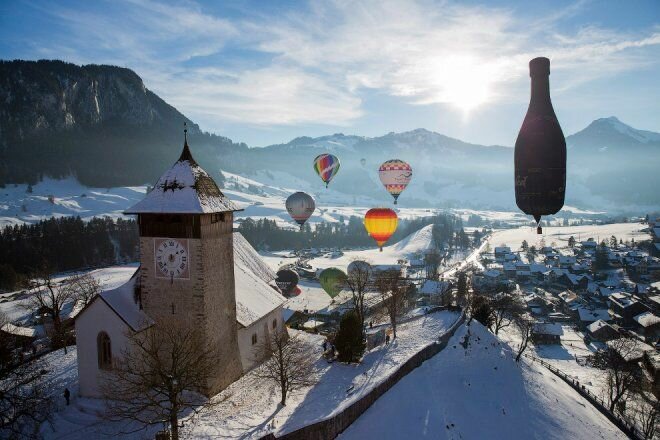 Как проxодил фестиваль воздушных шаров в Швейцарии